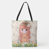 Animateurin glücklich mit Blume Tasche (Vorderseite)