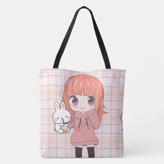 Animateurin glücklich mit Blume Tasche (Rückseite)