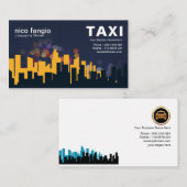 Animation City Night Life Gebäude Silhouette Taxi Visitenkarte (Vorne/Hinten)