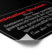 Animation Student lustige Definition Poster (Ecke)