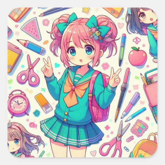 Animationsstudent Quadratischer Aufkleber (Vorderseite)