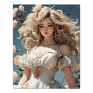 Anime AI Wunderland Vintage Kleines Schwarzes Poster