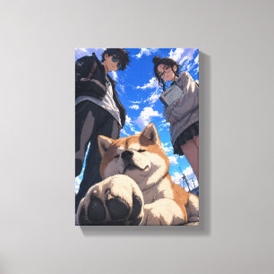 Anime Akita und seine Freunde Leinwanddruck