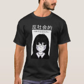 Anime Antisocial Girl Face Mask T-Shirt (Vorderseite)