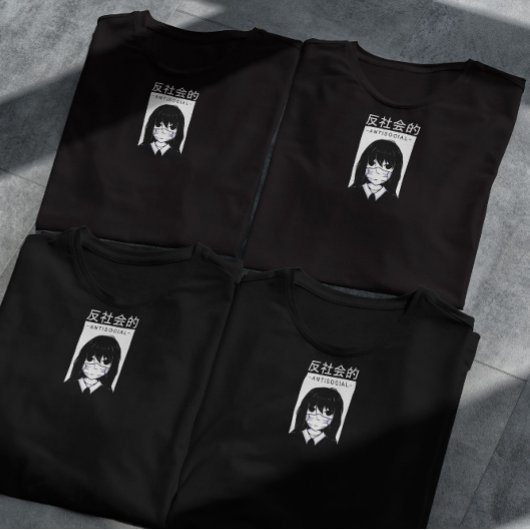 Anime Antisocial Girl Face Mask T-Shirt