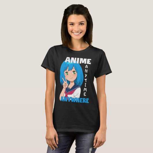 Anime Anytime Anywhere Anime Girl T-Shirt (Vorne ganz)