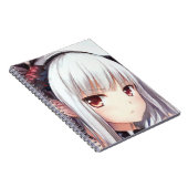 Anime ärgerte Silberhaarmädchen mit grauen Augen Notizblock (Rechte Seite)