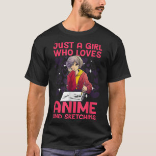 Anime Art for women Teen Girl Anime Merch Sketch T-Shirt