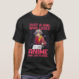 Anime Art for women Teen Girl Anime Merch Sketch T-Shirt