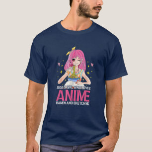 Anime Art for Women Teen Girl Anime Ramen Sketch A T-Shirt