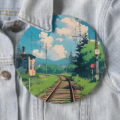 Anime Ästhetik Japan Landschaftszug Tracks Button (Beispiel)