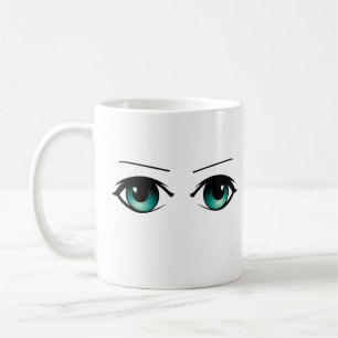 Anime-Augen Teal-Blick Illustration Kaffeetasse
