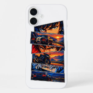 Anime-Autos und Motorrad-Rennsport-Ästhetik für iP iPhone 16 Plus Hülle