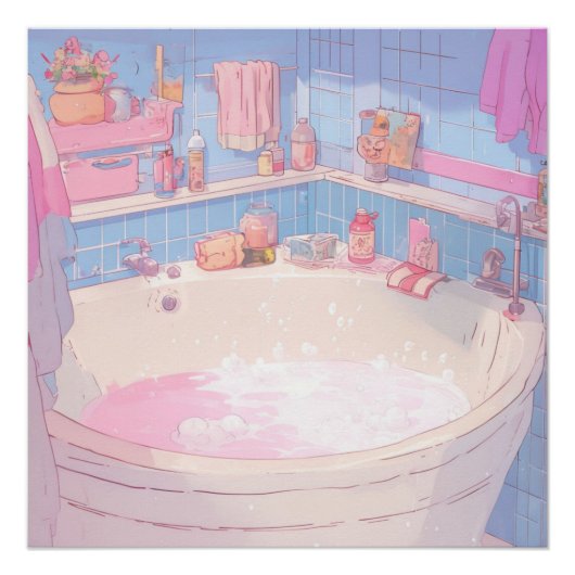 Anime Bathroom Kunstdruckerei Poster (Vorderseite)