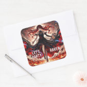 Anime-Befehl für die Flammen, Einbinden des benutz Quadratischer Aufkleber (Umschlag)