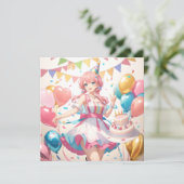 Anime birthday Personalize Custom Invitation Einladung (Stehend Vorderseite)