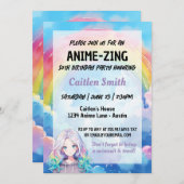Anime Birthday Rainbow Einladung (Vorne/Hinten)