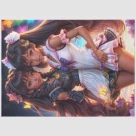 Anime Black Girl Friends Seidenpapier