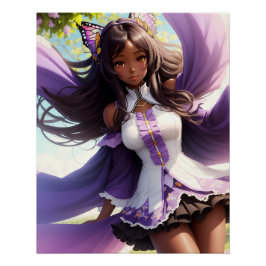 Anime Black Girl Lila Animecore Poster