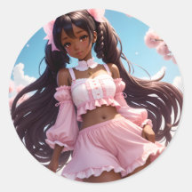 Anime Black Girl Pink Animecore