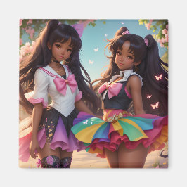 Anime Black Girls Rainbow Animecore Magnet