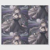 Anime Black & Lila Wrapping Paper Geschenkpapier (Flach)