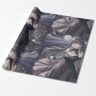Anime Black & Lila Wrapping Paper Geschenkpapier