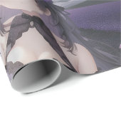 Anime Black & Lila Wrapping Paper Geschenkpapier (Rolleneckpunkt)