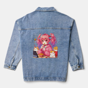 Anime Bliss: Mädchen, Kartoffeln und Haustiere Jeansjacke