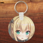 Anime blond-haired girl emerald green eyes schlüsselanhänger (Vorderseite)
