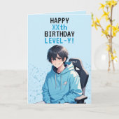 Anime Blue Gamer Personalisiert Geburtstag Karte (Gelbe Blume)