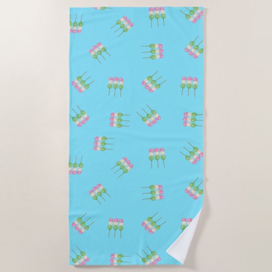 Anime Blue Pastel Dango Beach Towel Strandtuch (Vorderseite)