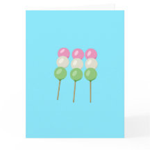 Anime Blue Pastel Dango Faltkarte