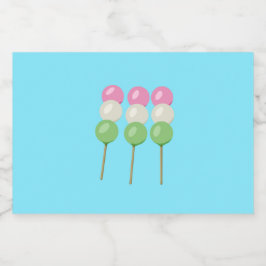 Anime Blue Pastel Dango Food Getränke Label Set Lebensmitteletikett