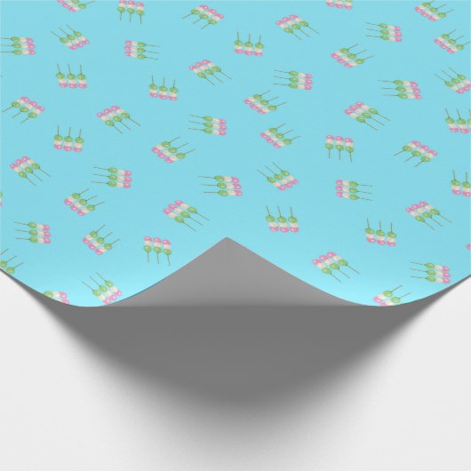 Anime Blue Pastel Dango Geschenkpapier (Ecke)