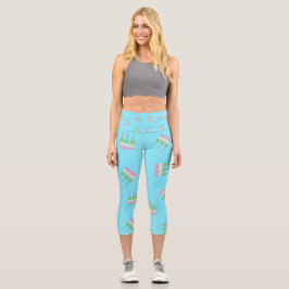 Anime Blue Pastel Dango High Waisted Capris