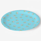 Anime Blue Pastel Dango Papierplatte Pappteller (Schrägansicht)