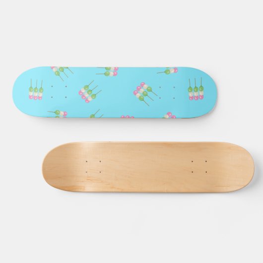 Anime Blue Pastel Dango Skateboard (Horizontal)