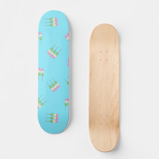 Anime Blue Pastel Dango Skateboard (Vorderseite)