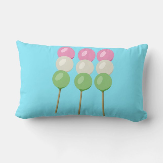 Anime Blue Pastel Dango Throw Kissen (Rückseite)