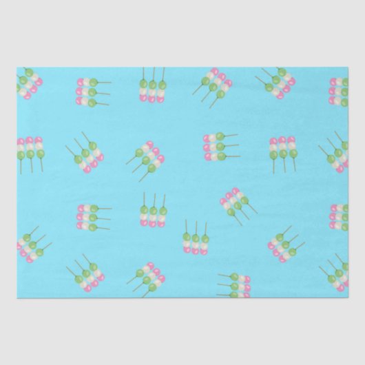 Anime Blue Pastel Dango Tissue Paper Seidenpapier (Vorderseite)