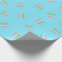 Anime Blue Pastel Dango Wrapping Paper