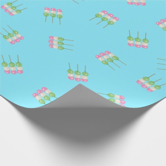 Anime Blue Pastel Dango Wrapping Paper Geschenkpapier (Ecke)