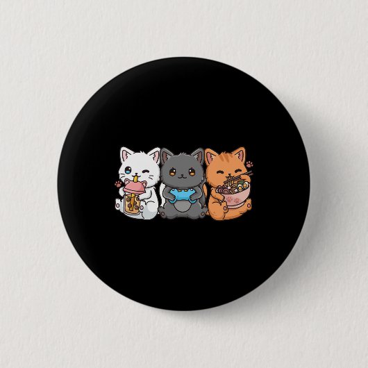 Anime Bo Tea Bubble Tee Gaming Gamer Ramen Cat Button (Vorderseite)