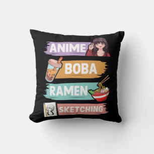 Anime Boba Ramen Sketching Otaku Kawaii Anime Girl Kissen