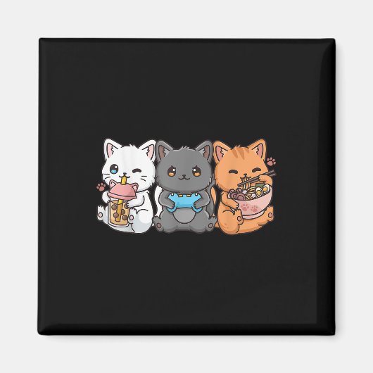 Anime Boba Tea Bubble Tee Gaming Gamer Ramen Cat Magnet (Vorne)