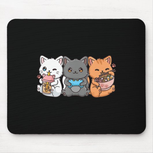 Anime Boba Tea Bubble Tee Gaming Gamer Ramen Cat Mousepad (Vorne)