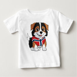 Anime Border Collie mit norwegischer Flagge Baby T-shirt