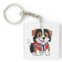 Anime Border Collie mit norwegischer Flagge