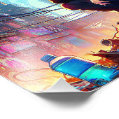 Anime Boy and Dragon in einer dystopischen Welt Fotodruck (Ecke)